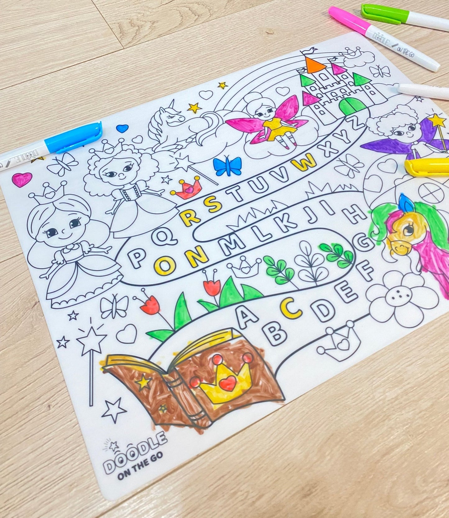 Fairytale Alphabet Garden - Reusable Alphabet Colour Mat for Creative Learning
