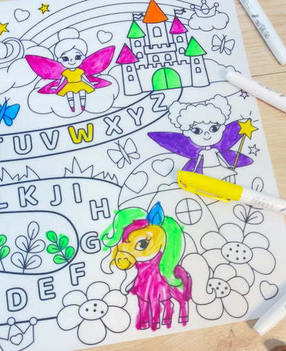 Fairytale Alphabet Garden - Reusable Alphabet Colour Mat for Creative Learning